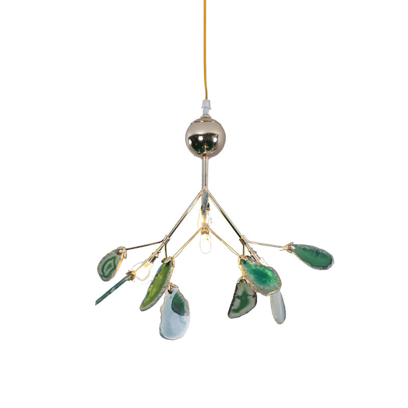 Agaat Kristal Kroonluchter met Natuursteen – Exclusieve Hanglamp voor Eetkamer, Woonkamer en Kantoor | Sansoti