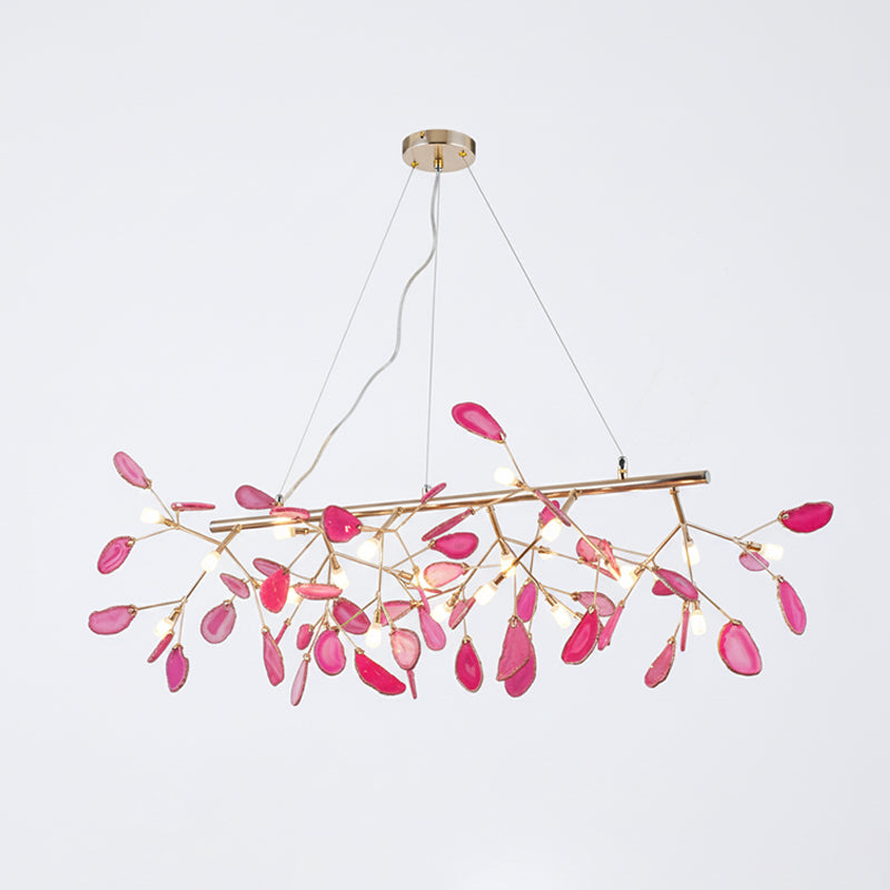 Agaat Kristal Kroonluchter met Natuursteen – Exclusieve Hanglamp voor Eetkamer, Woonkamer en Kantoor | Sansoti