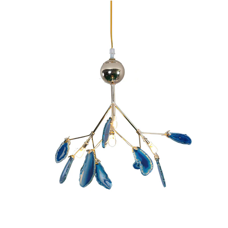 Agaat Kristal Kroonluchter met Natuursteen – Exclusieve Hanglamp voor Eetkamer, Woonkamer en Kantoor | Sansoti