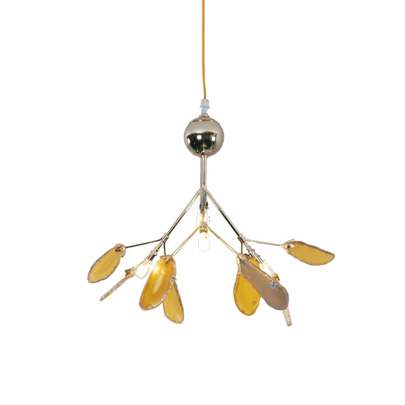 Agaat Kristal Kroonluchter met Natuursteen – Exclusieve Hanglamp voor Eetkamer, Woonkamer en Kantoor | Sansoti
