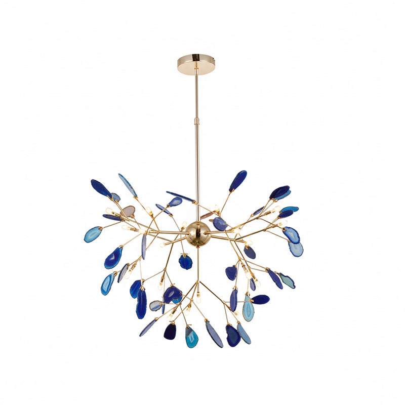 Agaat Kristal Kroonluchter met Natuursteen – Exclusieve Hanglamp voor Eetkamer, Woonkamer en Kantoor | Sansoti