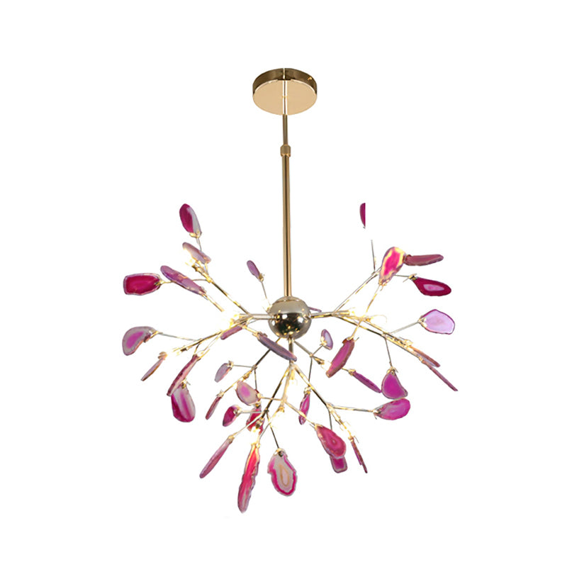 Agaat Kristal Kroonluchter met Natuursteen – Exclusieve Hanglamp voor Eetkamer, Woonkamer en Kantoor | Sansoti