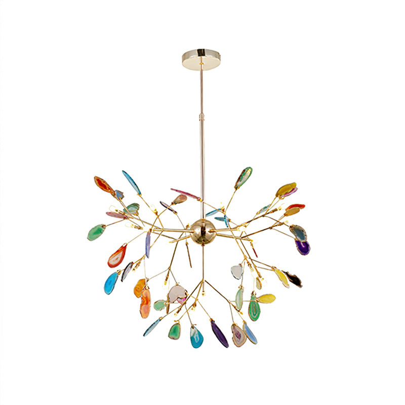 Agaat Kristal Kroonluchter met Natuursteen – Exclusieve Hanglamp voor Eetkamer, Woonkamer en Kantoor | Sansoti