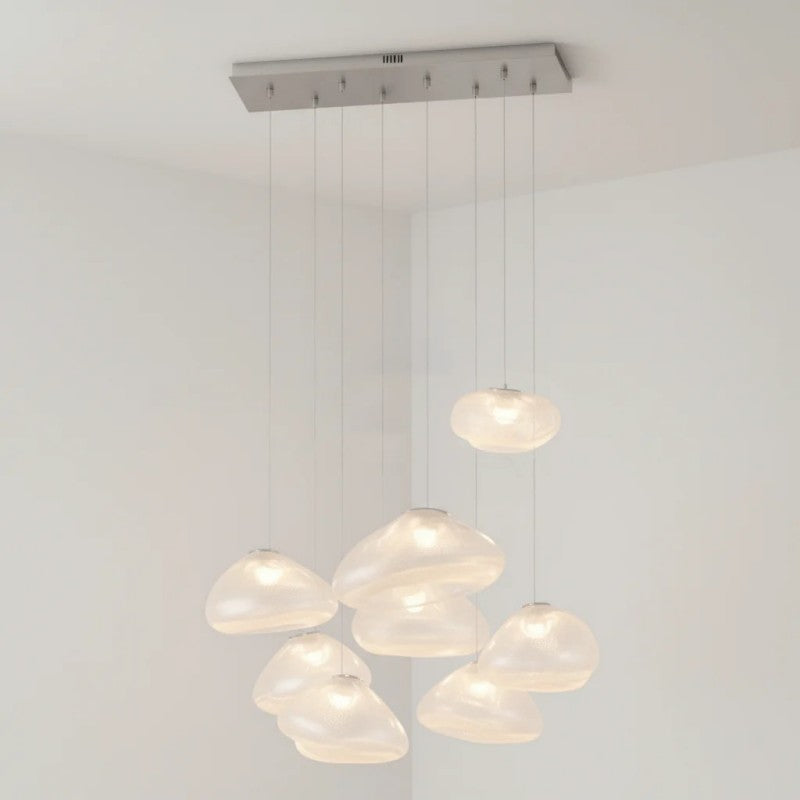Glazen Hanglamp met Organische Textuur Transparant Rookgrijs Amber | Sansoti