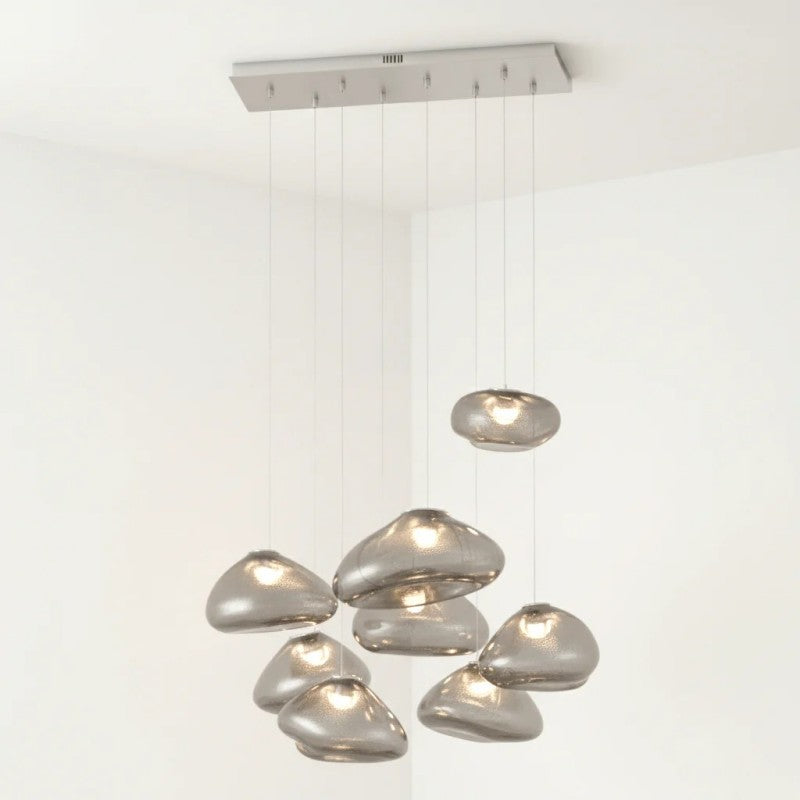 Glazen Hanglamp met Organische Textuur Transparant Rookgrijs Amber | Sansoti