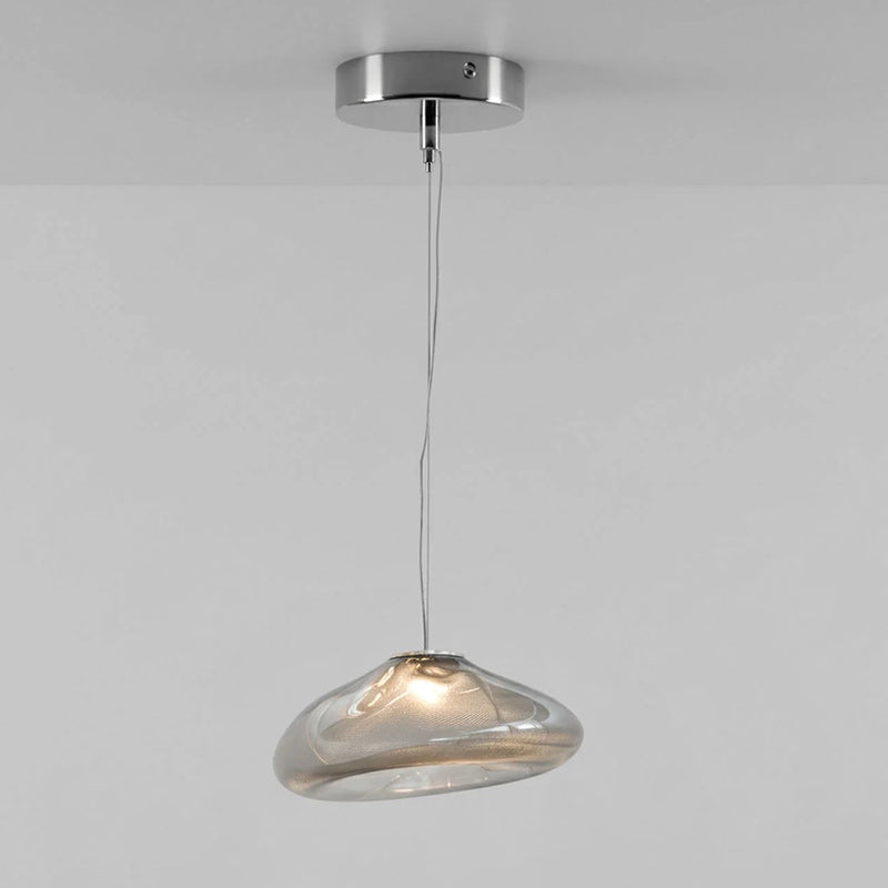 Glazen Hanglamp met Organische Textuur Transparant Rookgrijs Amber | Sansoti