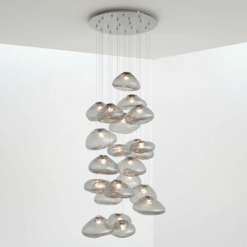 Glazen Hanglamp met Organische Textuur Transparant Rookgrijs Amber | Sansoti