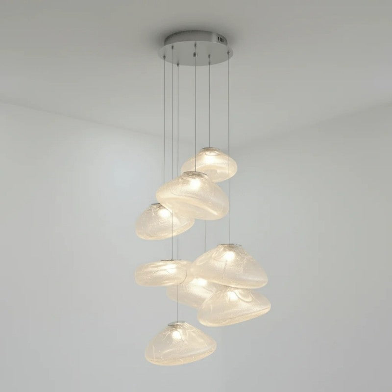 Glazen Hanglamp met Organische Textuur Transparant Rookgrijs Amber | Sansoti