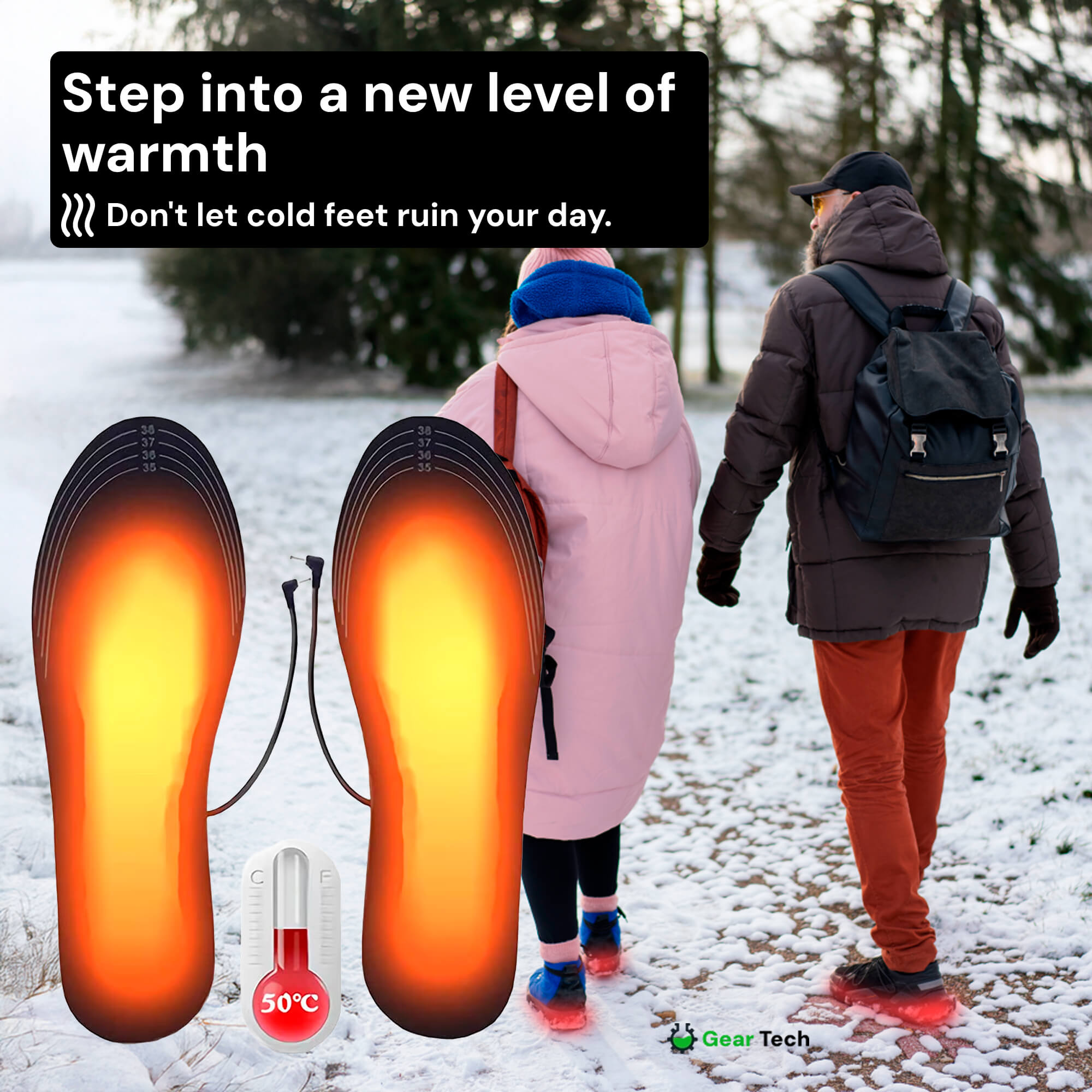 Verwarmde Inlegzolen Oplaadbaar USB Thermische Schoenzolen voor Werklaarzen Winterschoenen Maat 35-46 | Sansoti