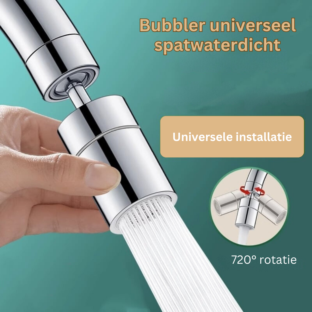 Kraan Spuitmond met 720° Draaibare Kop – Spatvrij Sproeikop met Anti-Spetter Technologie en Dubbele Waterstraal voor Keuken en Badkamer | Sansoti