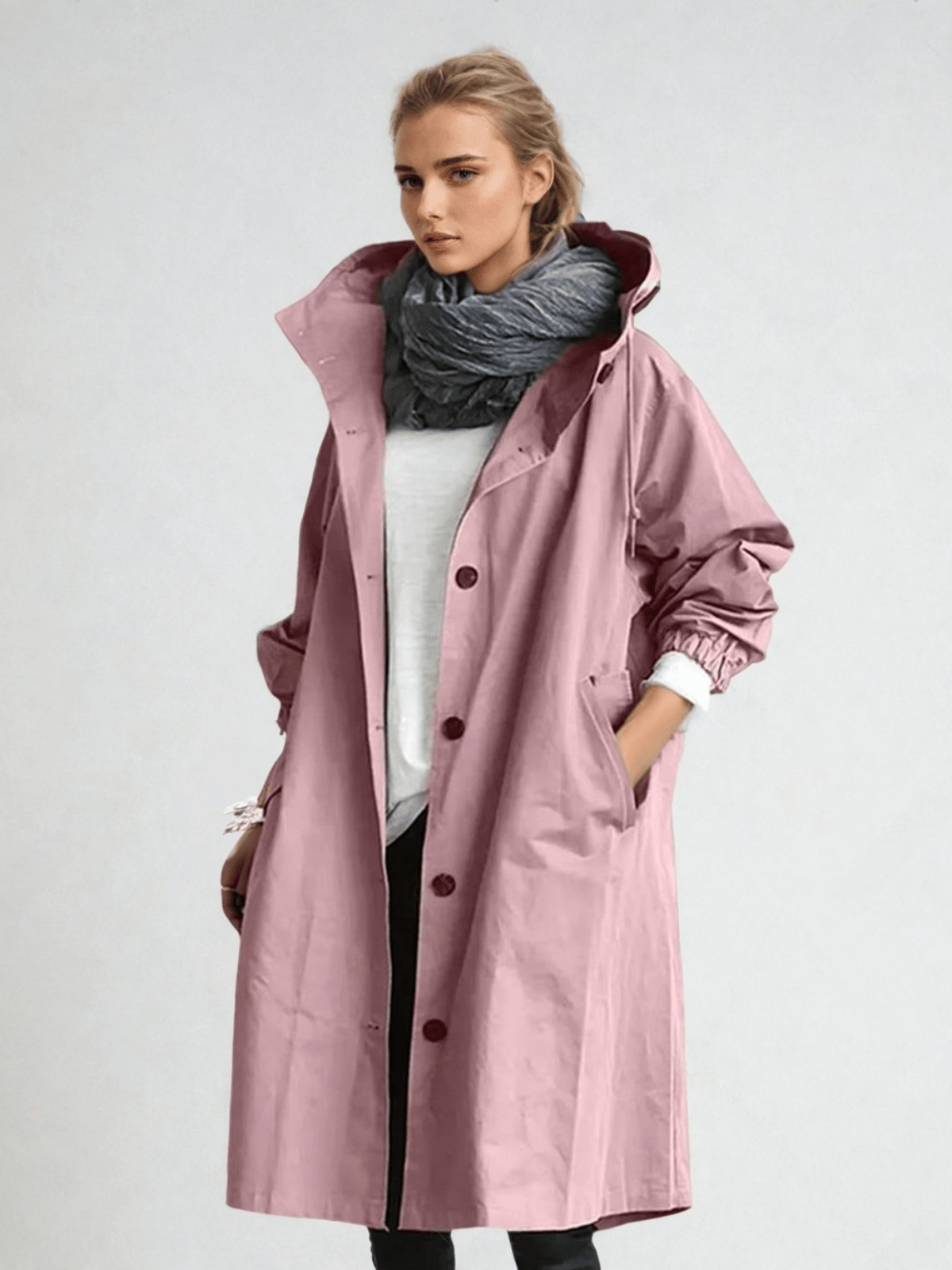 Trench-coat pour femmes et hommes, coupe oversize, ample, neutre, classique, casual, élégant, design intemporel | Sansoti