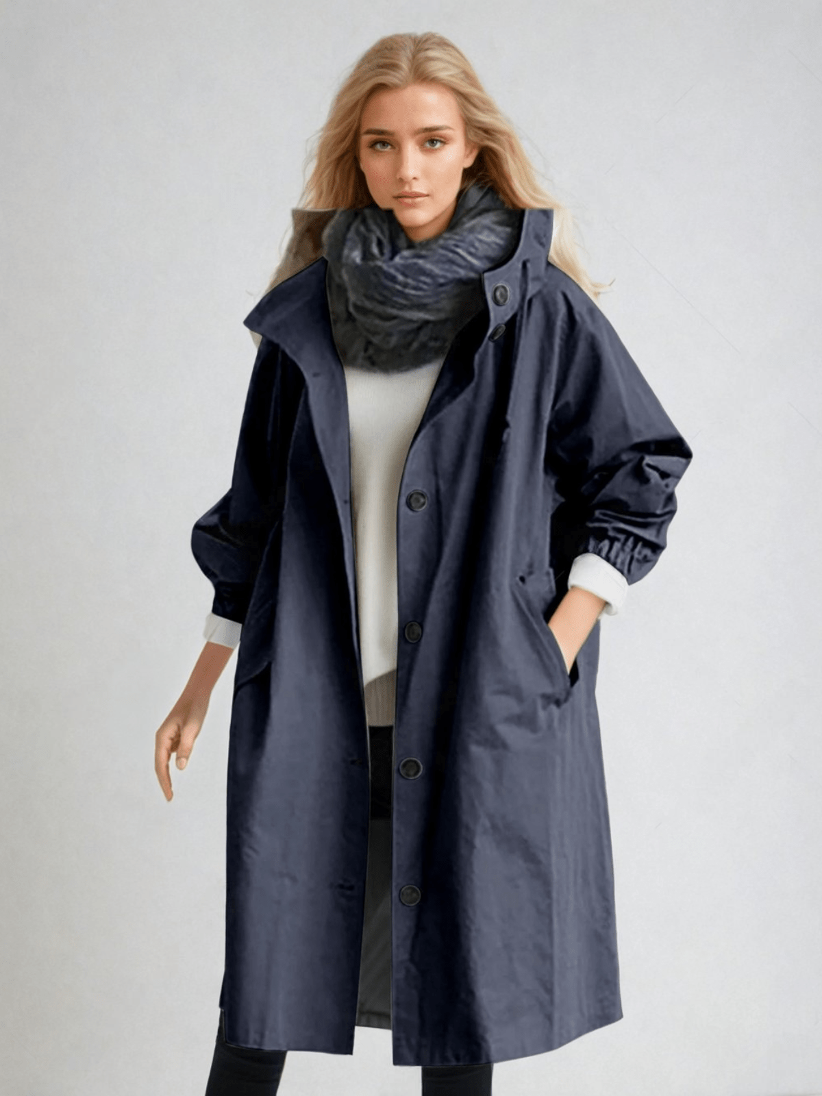 Trench-coat pour femmes et hommes, coupe oversize, ample, neutre, classique, casual, élégant, design intemporel | Sansoti