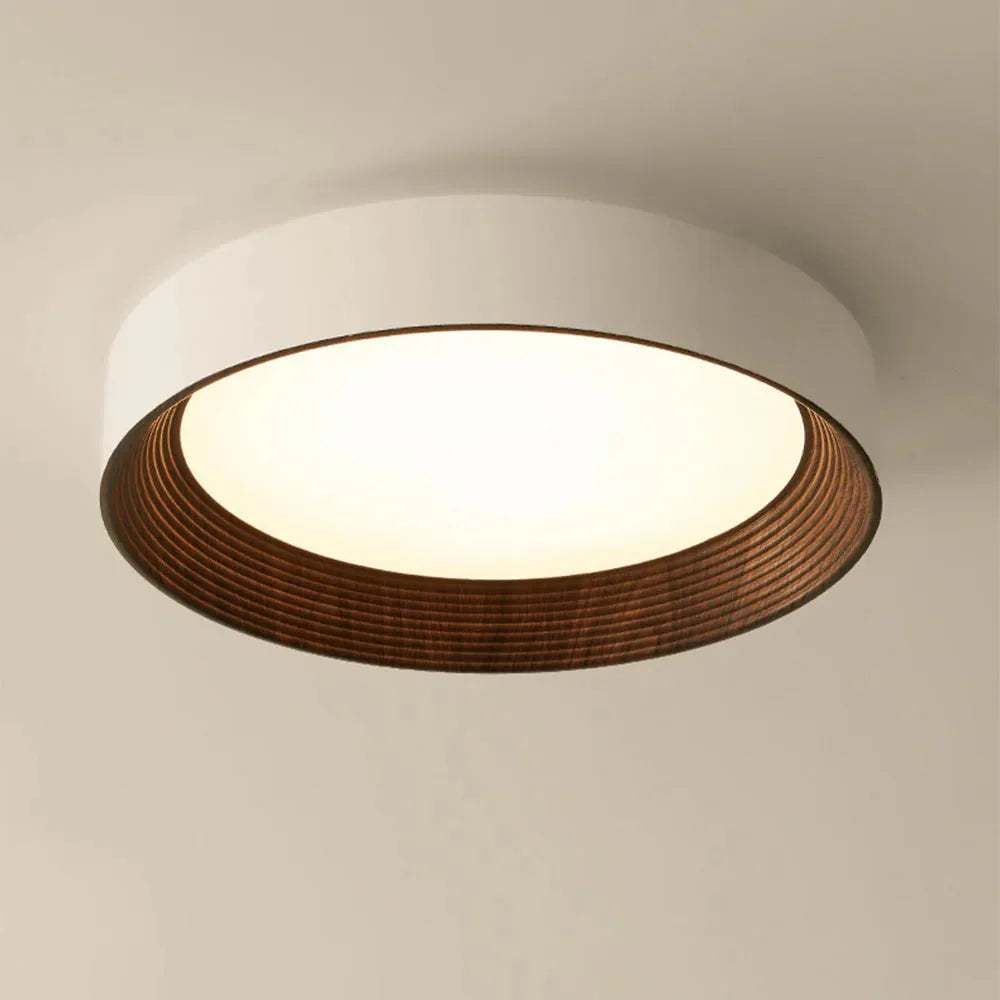Minimalistische Ronde Plafondlamp met Houten Rand – Warm Licht – Nordic Design – Scandinavische Plafondverlichting voor Slaapkamer Hal Entree | Sansoti