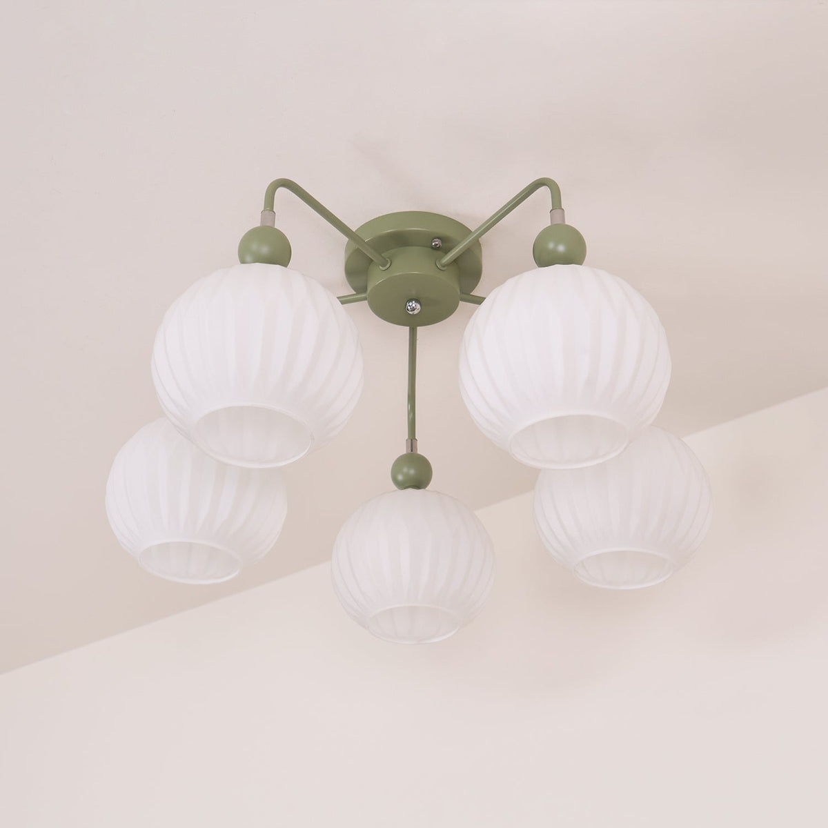 Ceiling Light with Wavy Glass Shades 4-8 Arms Black Green Living Room Bedroom Modern Design Ambient Lighting | Sansoti