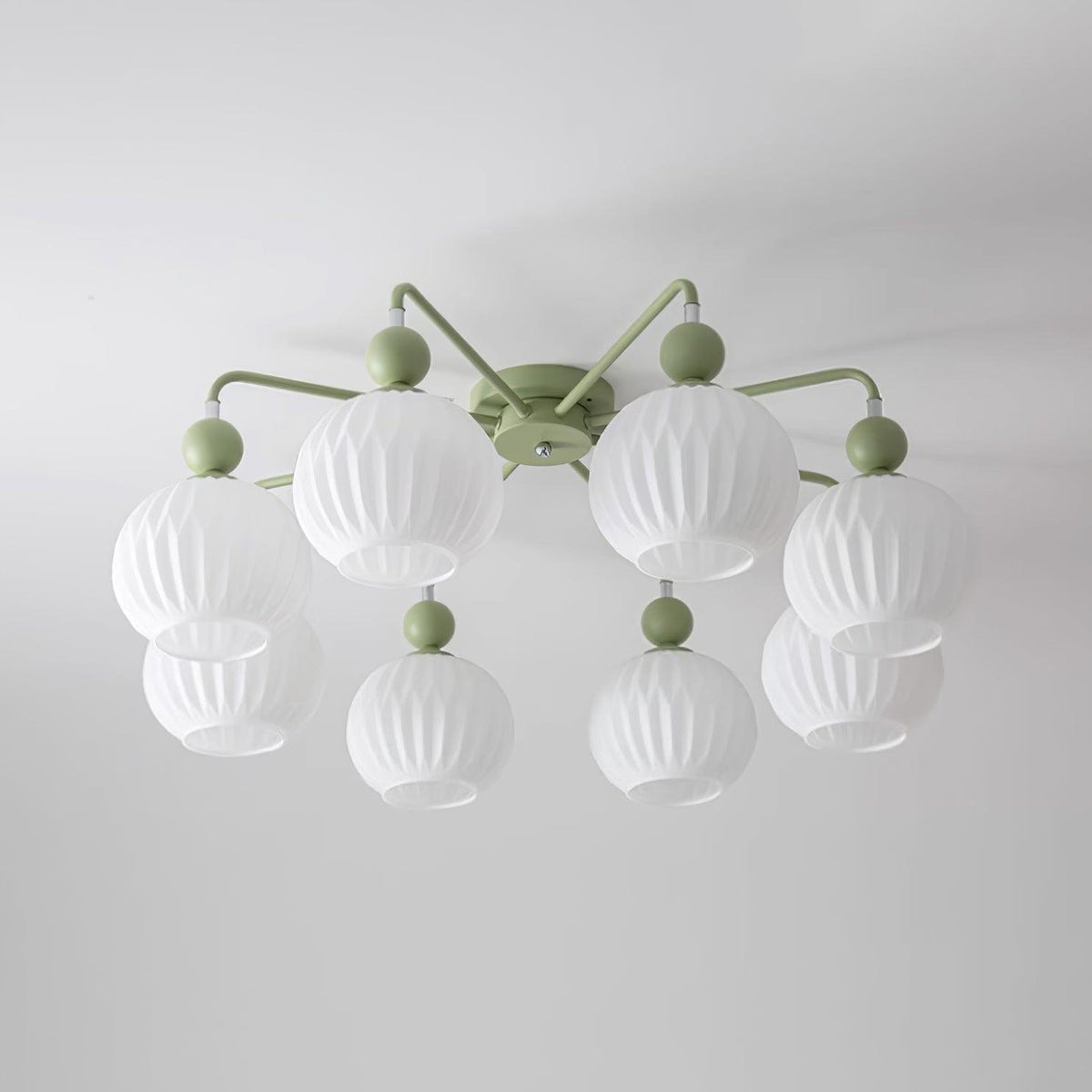 Ceiling Light with Wavy Glass Shades 4-8 Arms Black Green Living Room Bedroom Modern Design Ambient Lighting | Sansoti