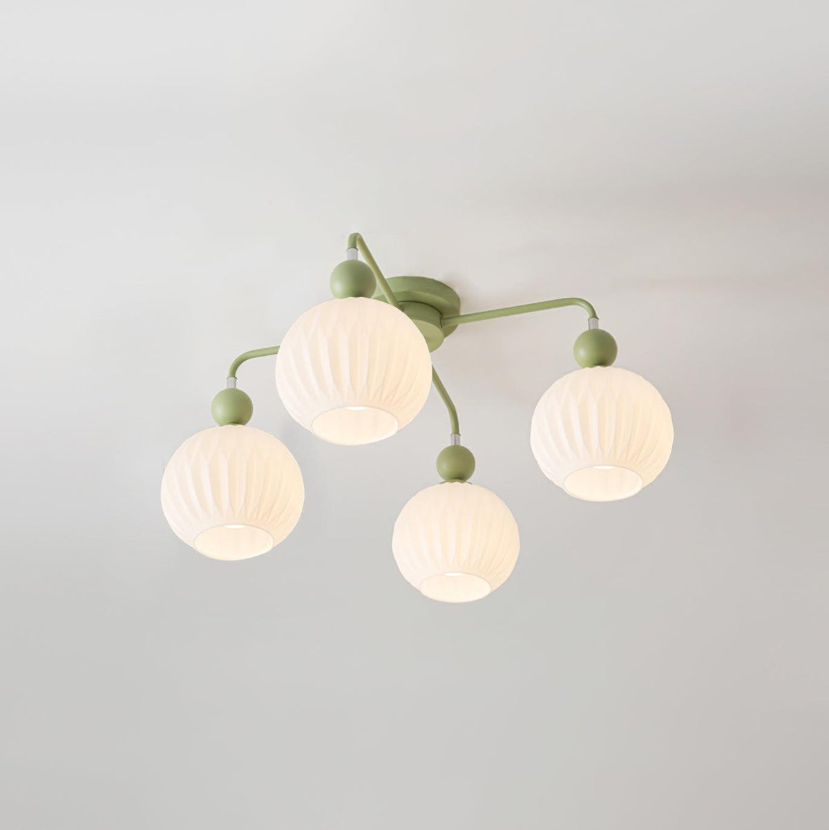 Ceiling Light with Wavy Glass Shades 4-8 Arms Black Green Living Room Bedroom Modern Design Ambient Lighting | Sansoti