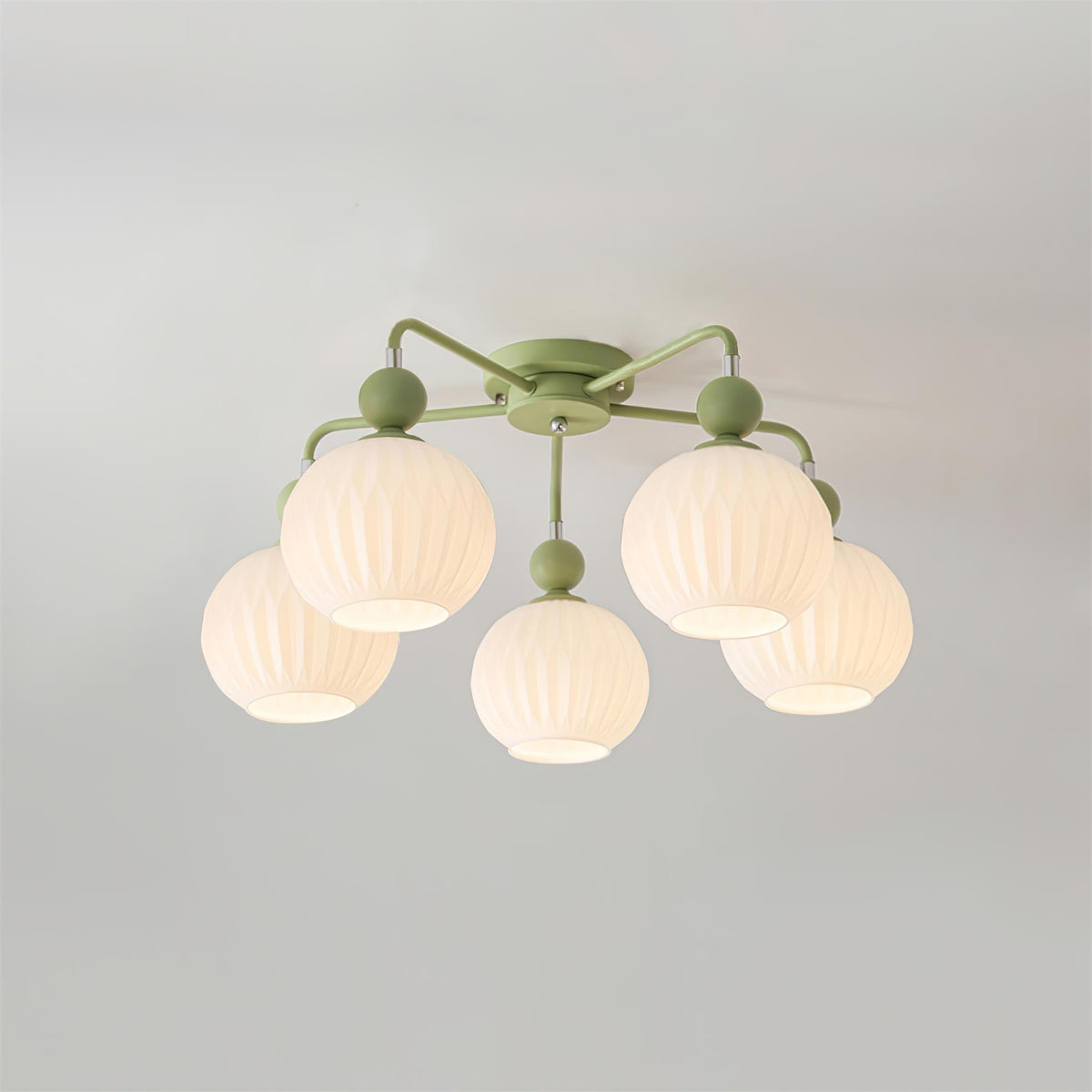 Ceiling Light with Wavy Glass Shades 4-8 Arms Black Green Living Room Bedroom Modern Design Ambient Lighting | Sansoti