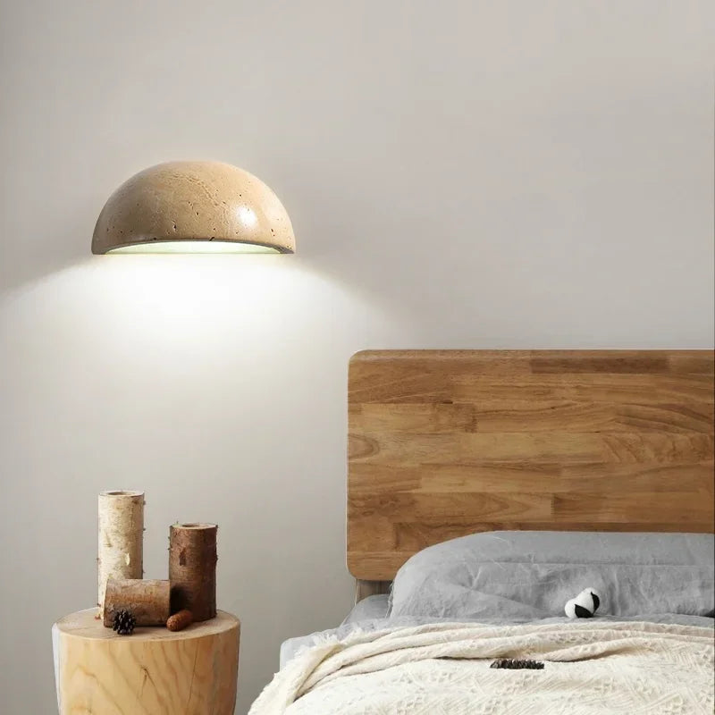 Wandleuchte Stein LED Rund 15cm Warmes Licht Wohnzimmer Schlafzimmer | Restfield
