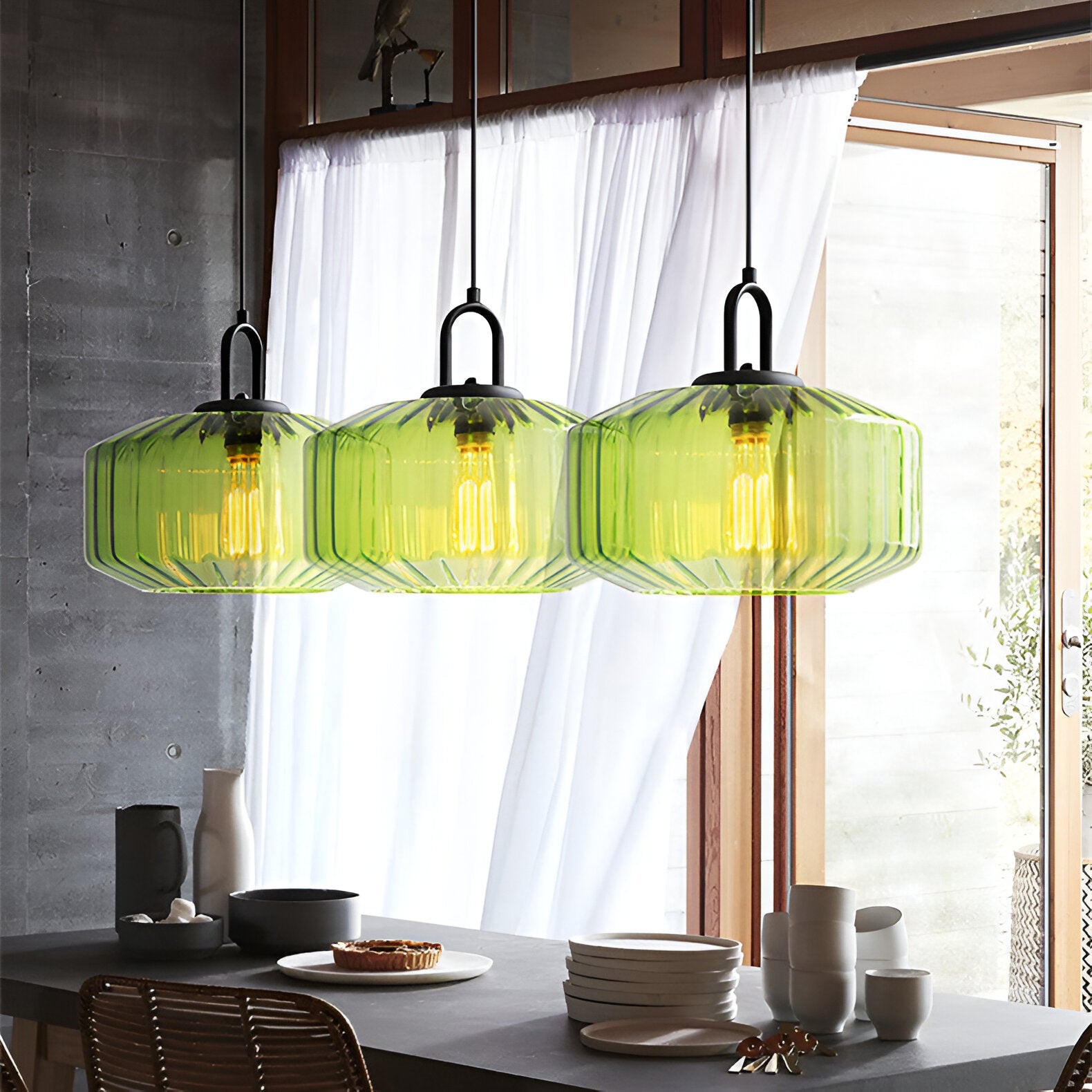 Hängelampe Buntglas Retro Nordic Ø28cm E27 3000K Küche | Restfield