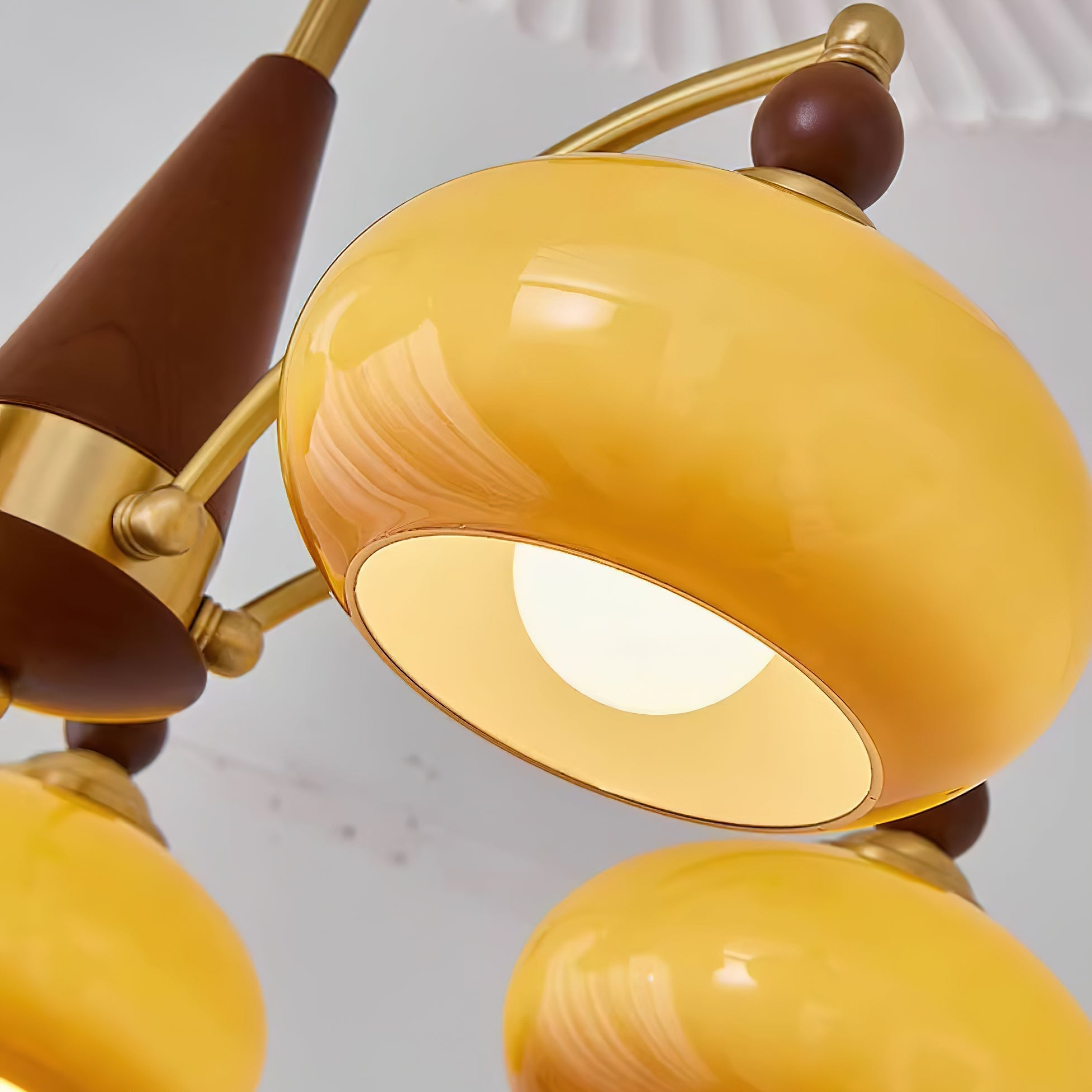 Retro Calliope Kroonluchter – Metalen Hanglamp met Glazen Kappen – 3, 5 of 8 Lichtpunten – Klassiek Vintage Design voor Eetkamer en Woonkamer | Sansoti