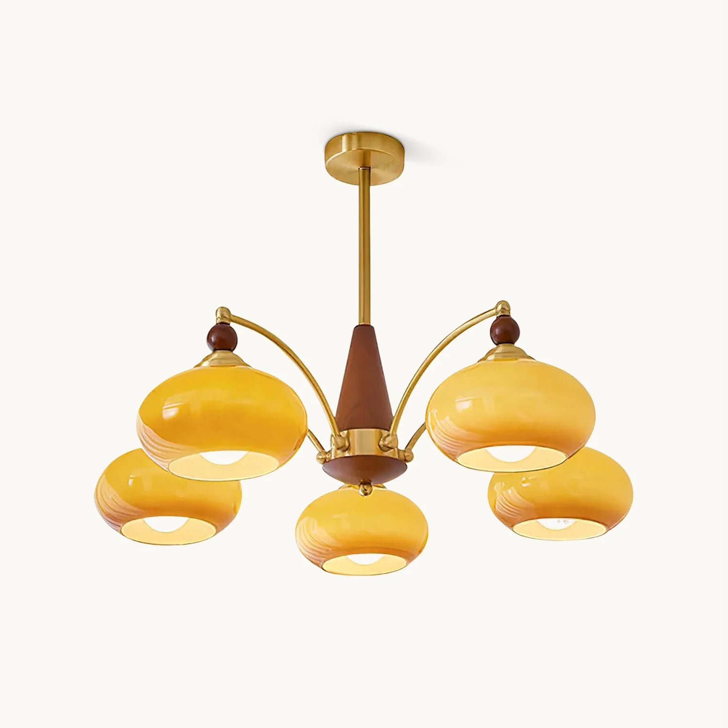 Retro Calliope Kroonluchter – Metalen Hanglamp met Glazen Kappen – 3, 5 of 8 Lichtpunten – Klassiek Vintage Design voor Eetkamer en Woonkamer | Sansoti