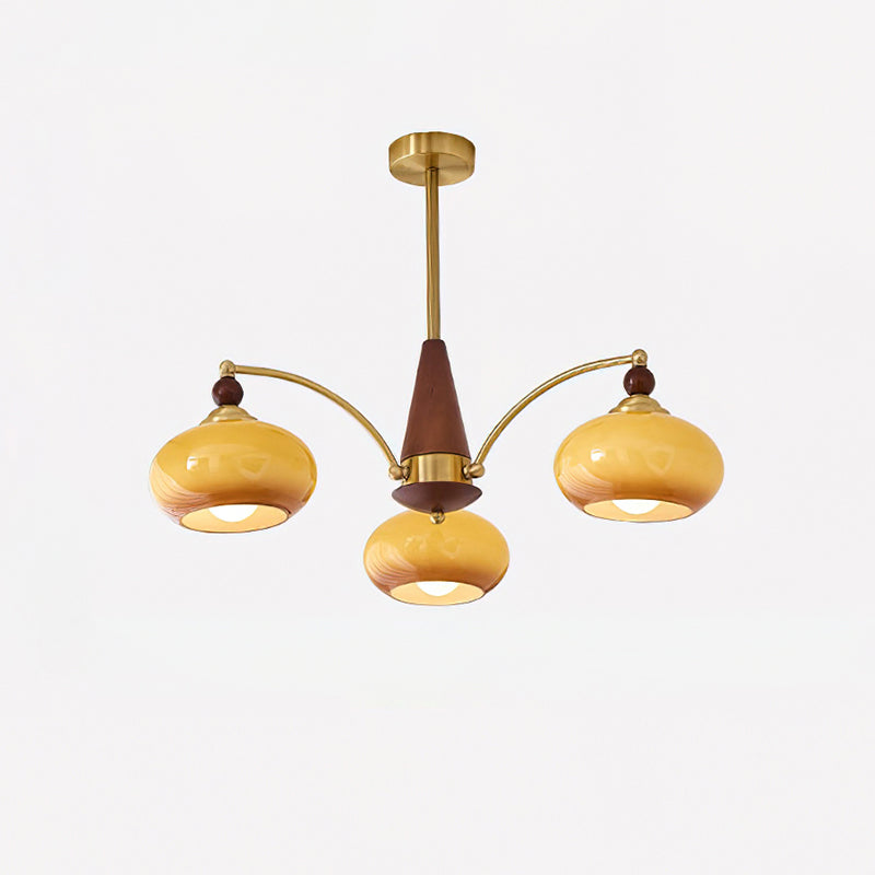 Retro Calliope Kroonluchter – Metalen Hanglamp met Glazen Kappen – 3, 5 of 8 Lichtpunten – Klassiek Vintage Design voor Eetkamer en Woonkamer | Sansoti