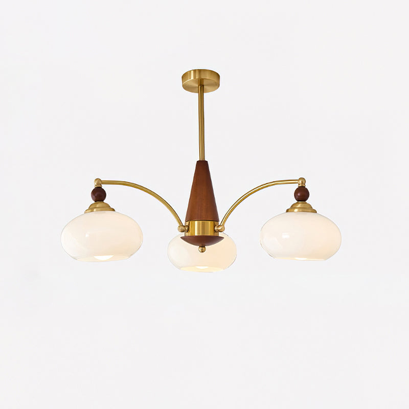 Retro Calliope Kroonluchter – Metalen Hanglamp met Glazen Kappen – 3, 5 of 8 Lichtpunten – Klassiek Vintage Design voor Eetkamer en Woonkamer | Sansoti
