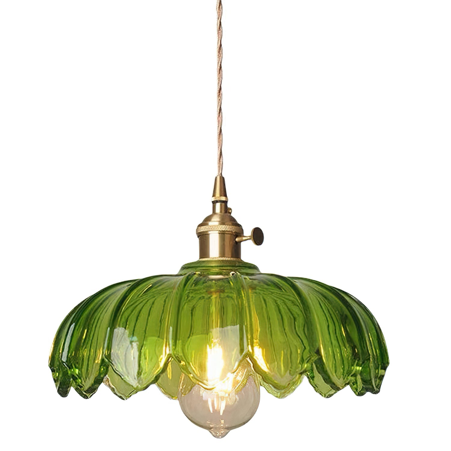 Retro Hanglamp met Bloembladkap en Messing Armatuur – Vintage Elegantie in Zes Glaskleuren – Enkele of Drievoudige Lichtpunten | Sansoti