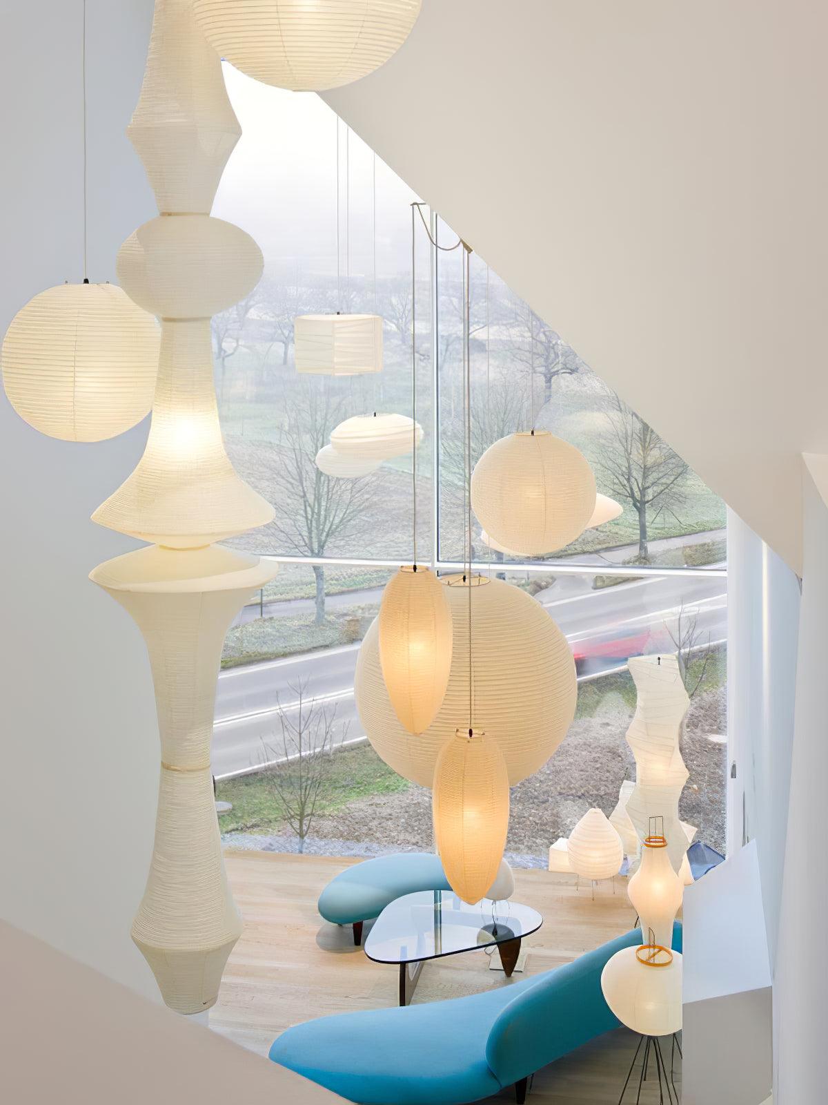 Japanse Hangende Papieren Lamp Zeven Formaten E26/E27 ø33-ø43cm 150-460cm Hoogte Mulberry Washi Moerasschors Translucide Kap Met Handgemaakt Karakter | Sansoti