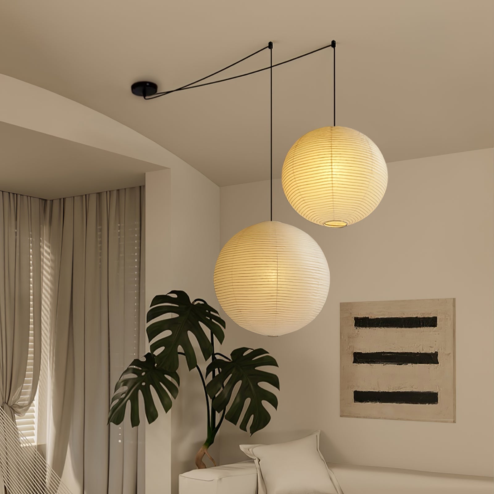 Japanse Mulberry Paper Hanglamp — Handgemaakte Washi Lampenkap Bol Sfeerverlichting | Sansoti