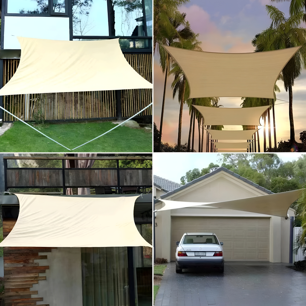 Waterdicht Rechthoekig Schaduwdoek voor Terras, Balkon en Tuin – Polyester UV-Bescherming | Sansoti