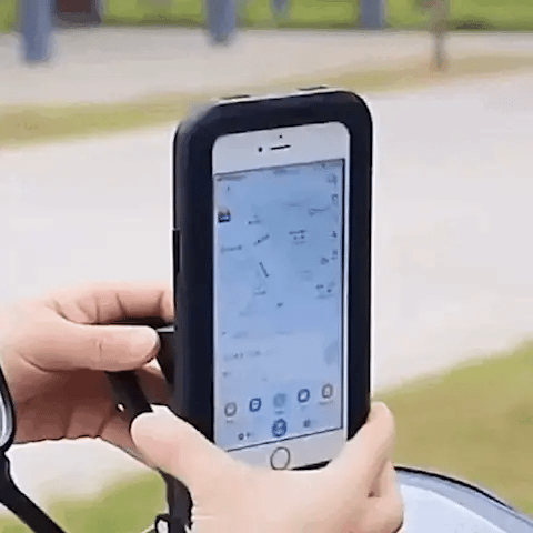 Waterdichte Telefoonhouder Fiets 360° Draaibaar Zwart met Touchscreen Toegang voor Regenweer en Navigatie | Sansoti