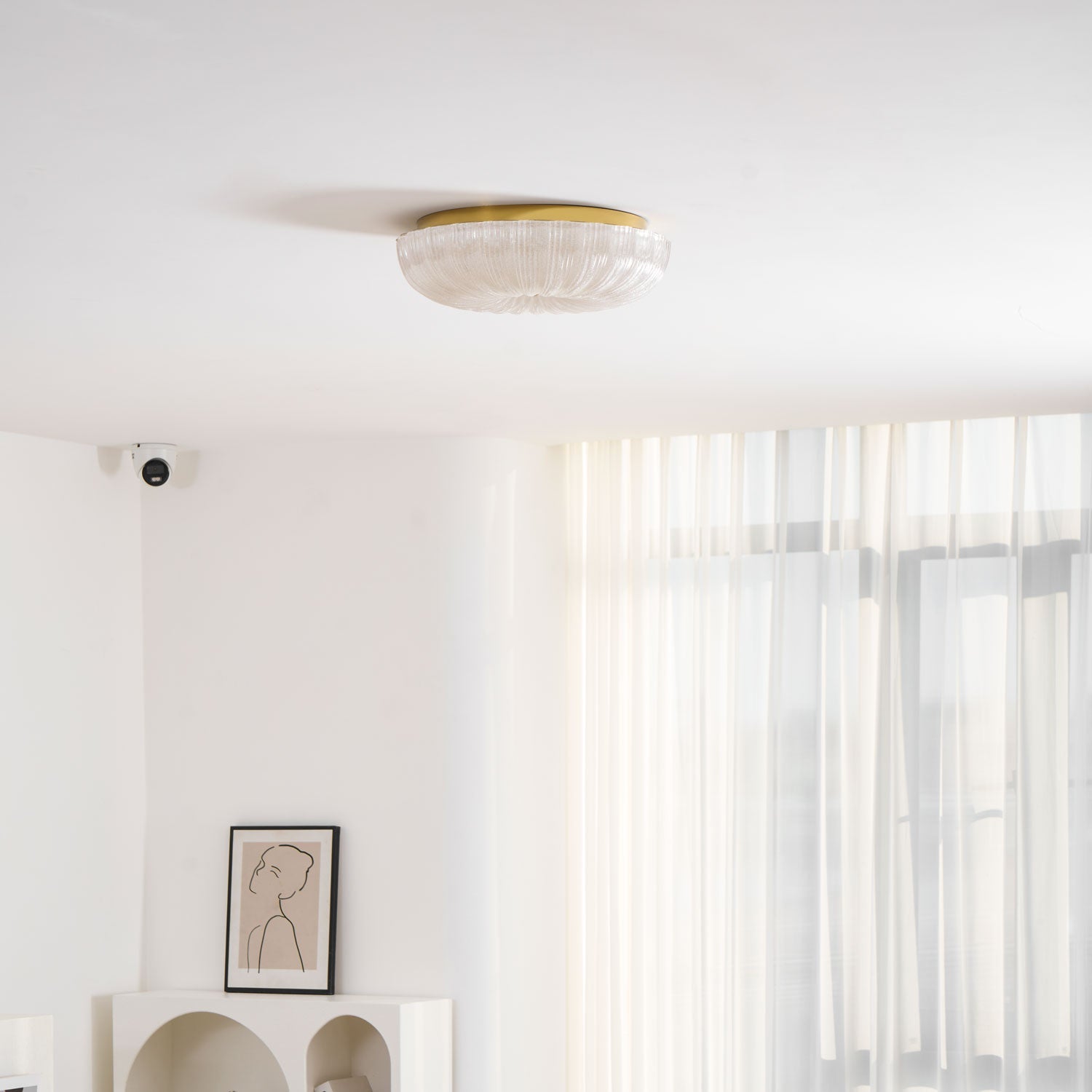 Glazen Plafondlamp met Geribbelde Textuur – Warm Dimbaar Licht voor Slaapkamer en Woonkamer – ø 20 tot 50 cm | Sansoti