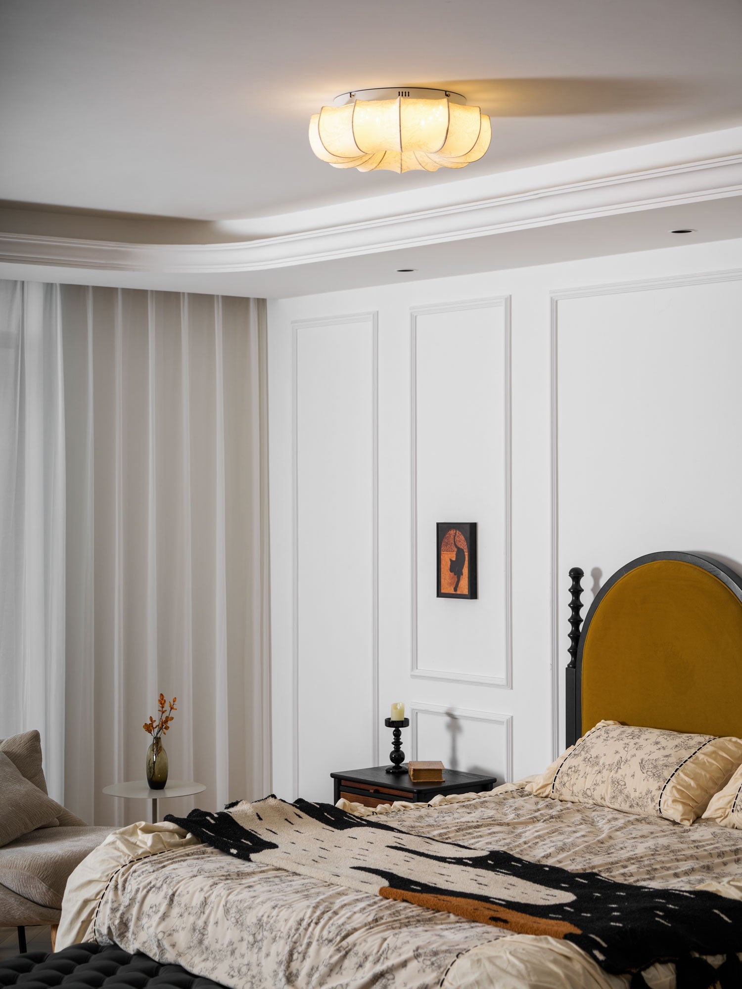 Stoffen Plafondlamp met Bloemenpatroon Natuurlijke Sfeerverlichting Scandinavisch Design Woon- en Slaapkamer Verlichting | Sansoti