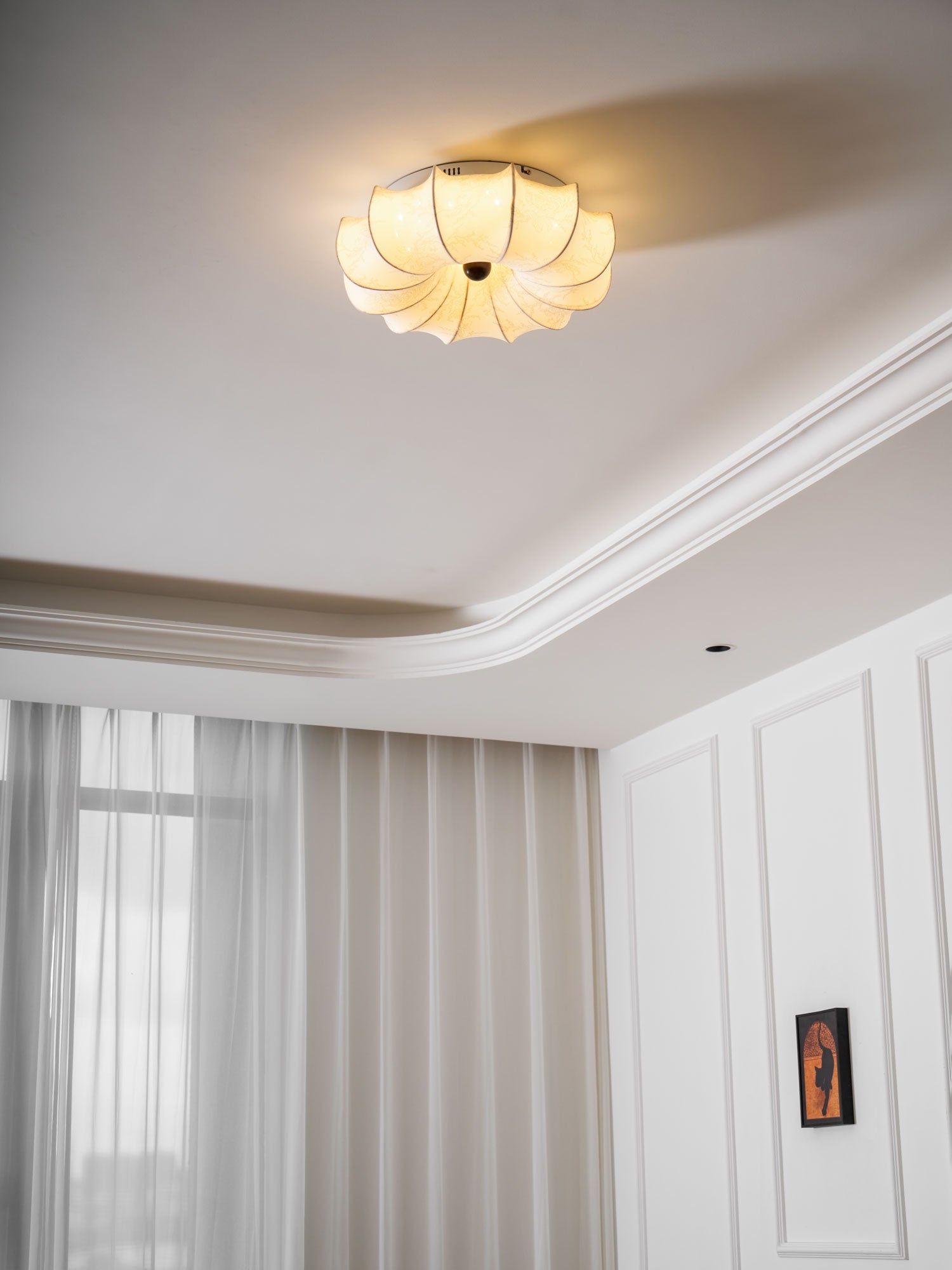 Stoffen Plafondlamp met Bloemenpatroon Natuurlijke Sfeerverlichting Scandinavisch Design Woon- en Slaapkamer Verlichting | Sansoti