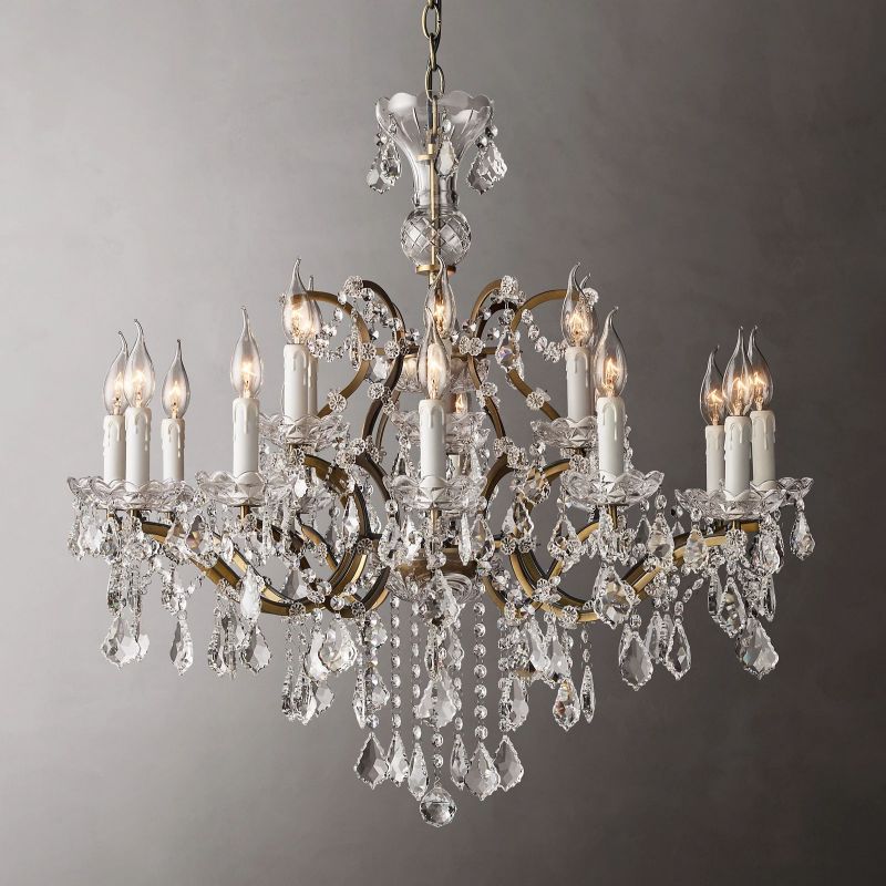 Lustre en cristal de 83cm, fer et laiton brun rouille, 18 lumières, pour table à manger et salon, design classique et élégant | Sansoti