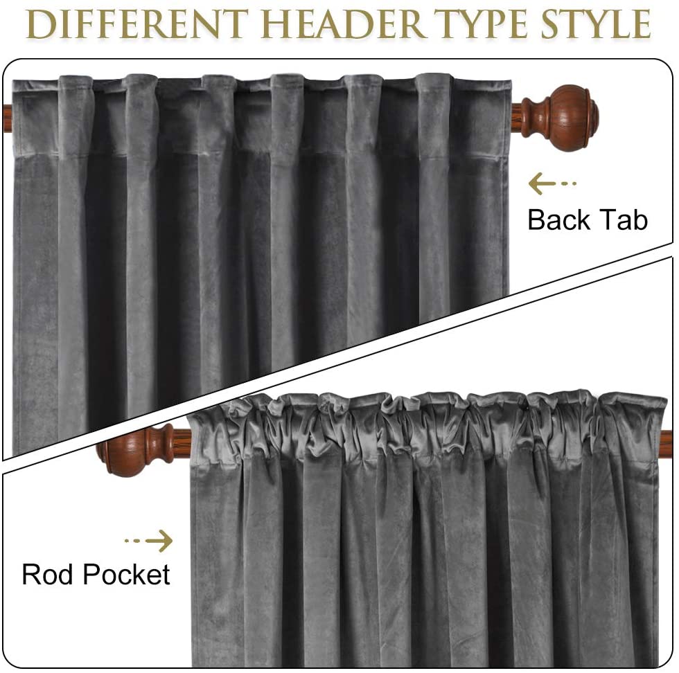 Luxury Velvet Blackout Curtains with Tunnel and Loops - Set of 2 Panels - Premium Velour Window Decoration for Living Room and Bedroom | Sansoti
