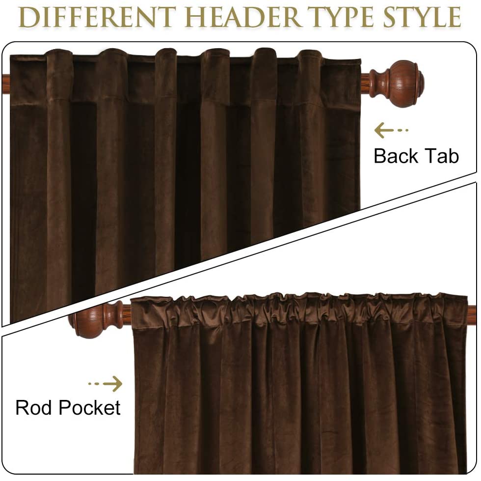 Luxury Velvet Blackout Curtains with Tunnel and Loops - Set of 2 Panels - Premium Velour Window Decoration for Living Room and Bedroom | Sansoti