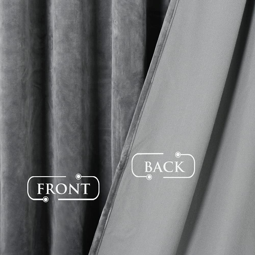 Luxury Velvet Blackout Curtains with Tunnel and Loops - Set of 2 Panels - Premium Velour Window Decoration for Living Room and Bedroom | Sansoti