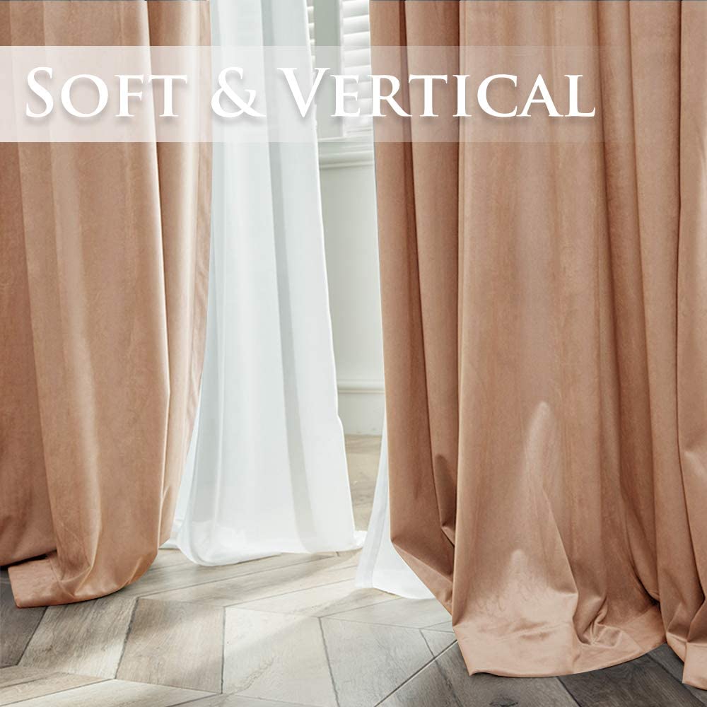 Luxury Velvet Blackout Curtains with Tunnel and Loops - Set of 2 Panels - Premium Velour Window Decoration for Living Room and Bedroom | Sansoti