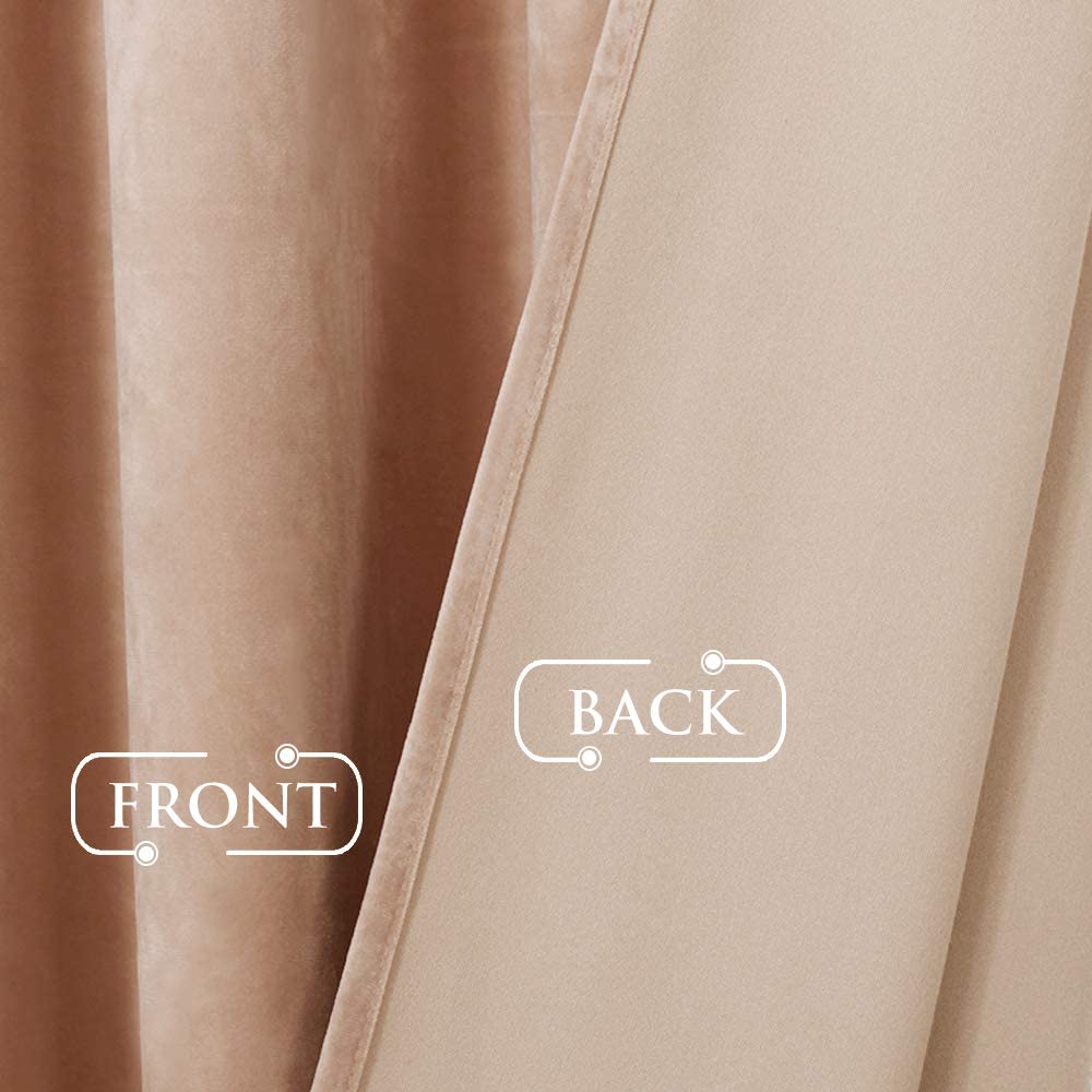 Luxury Velvet Blackout Curtains with Tunnel and Loops - Set of 2 Panels - Premium Velour Window Decoration for Living Room and Bedroom | Sansoti