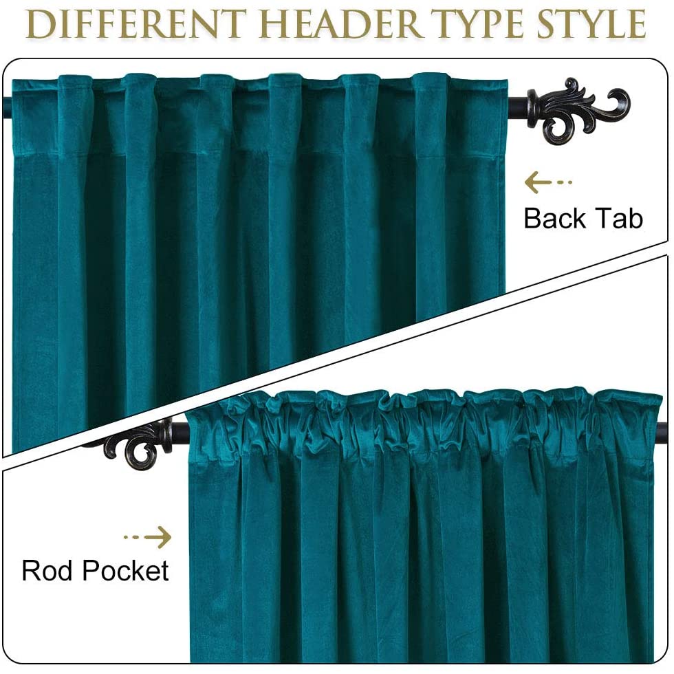 Luxury Velvet Blackout Curtains with Tunnel and Loops - Set of 2 Panels - Premium Velour Window Decoration for Living Room and Bedroom | Sansoti