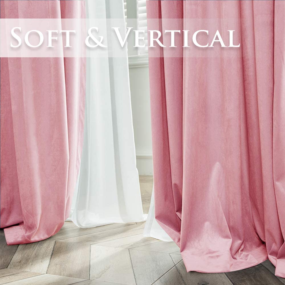 Luxury Velvet Blackout Curtains with Tunnel and Loops - Set of 2 Panels - Premium Velour Window Decoration for Living Room and Bedroom | Sansoti
