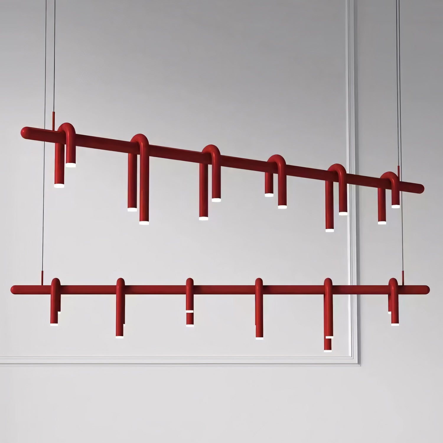 Rosso U-vormige Kroonluchter — Moderne Metalen Hanglamp met LED-Verlichting | Sansoti