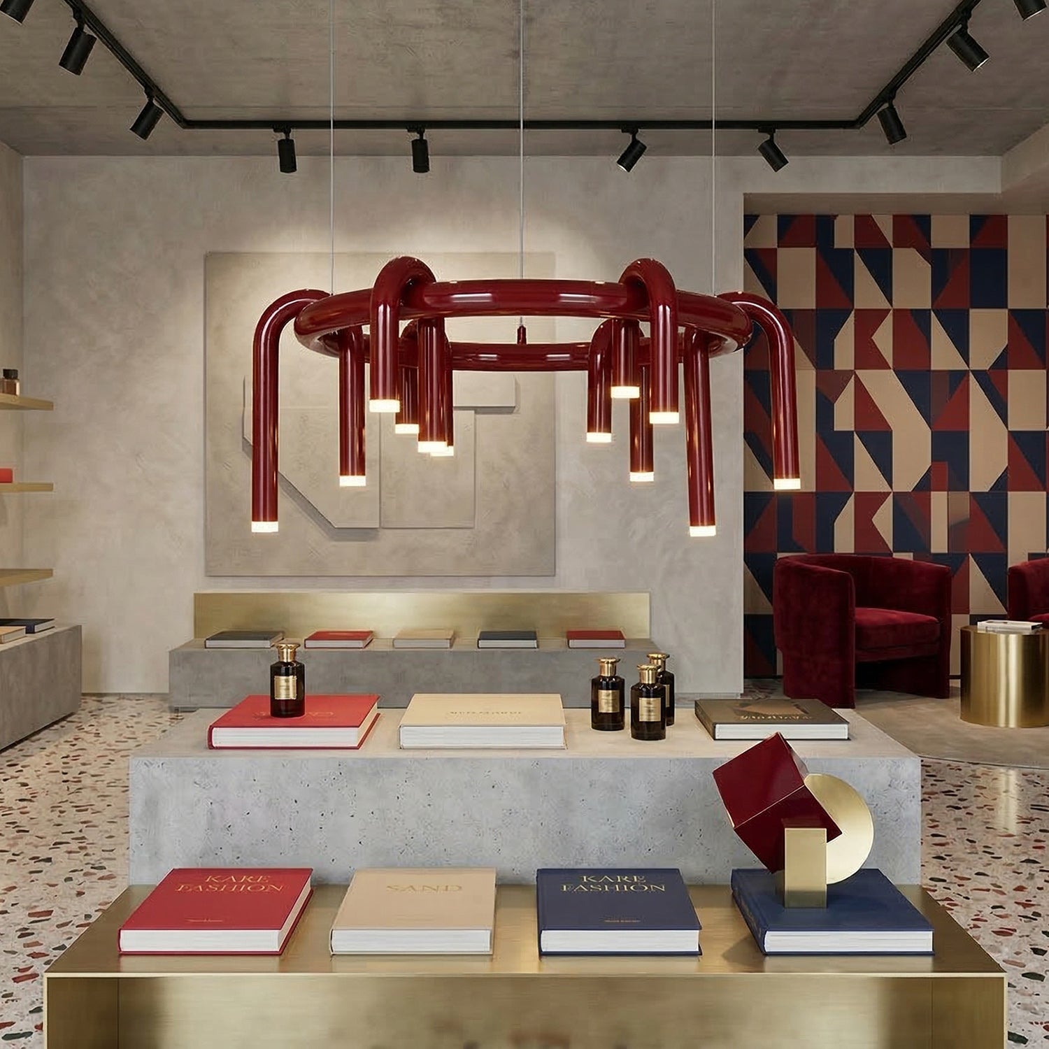 Rosso U-vormige Kroonluchter — Moderne Metalen Hanglamp met LED-Verlichting | Sansoti