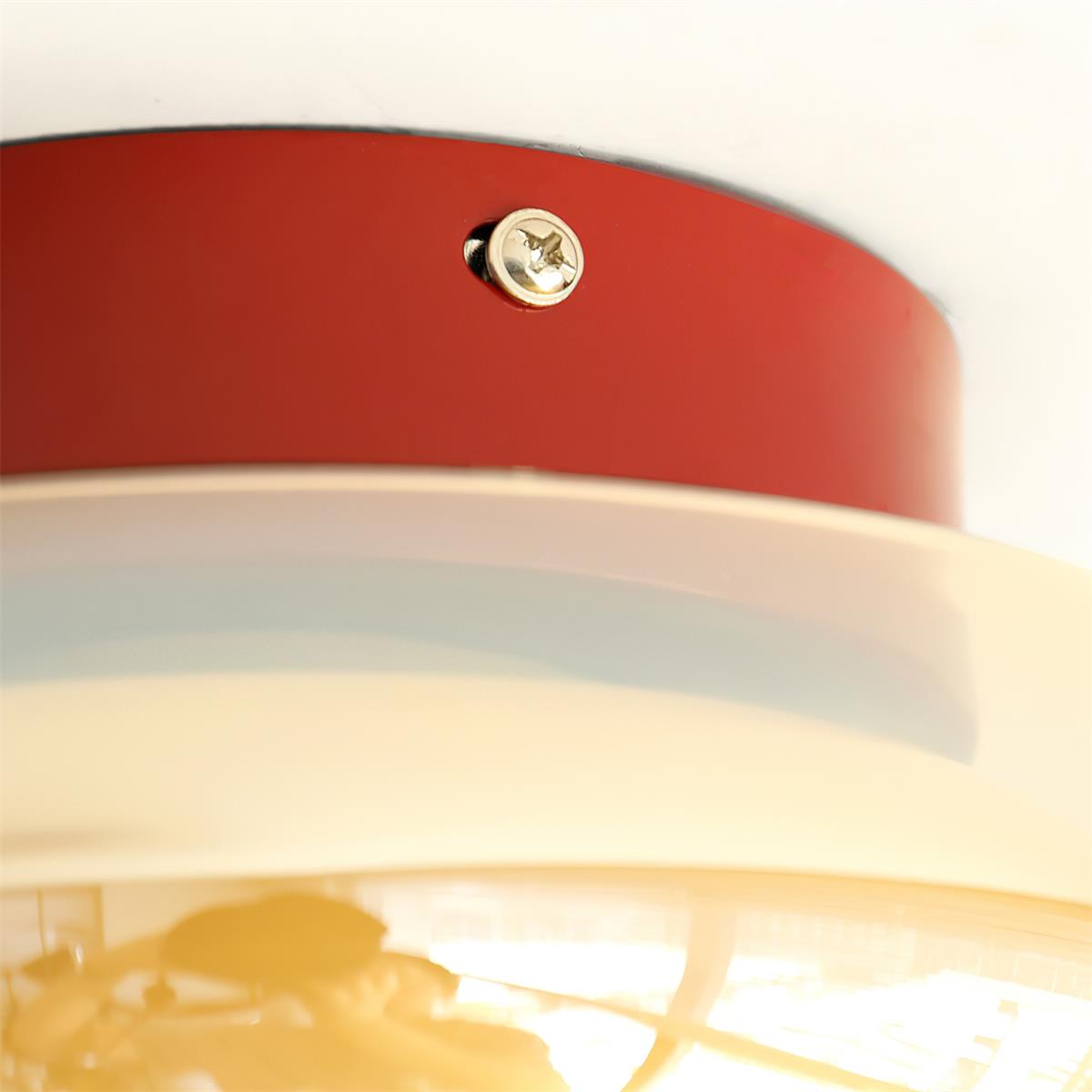 Plafonnier cognac verre métal accent rouge 3 couleurs de lumière LED salon chambre luxe | Restfield
