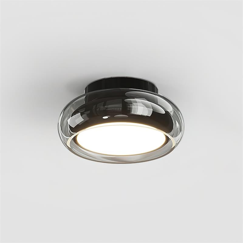 Plafonnier cognac verre métal accent rouge 3 couleurs de lumière LED salon chambre luxe | Restfield
