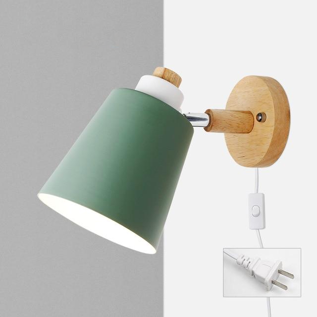 Wandlamp Hout Metaal Draaibaar E27 Leeslamp Slaapkamer Woonkamer Scandinavisch | Sansoti
