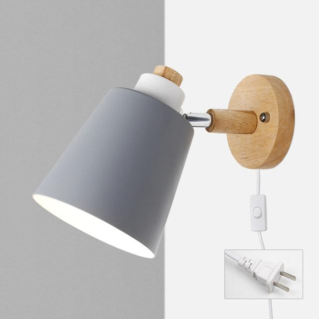 Wandlamp Hout Metaal Draaibaar E27 Leeslamp Slaapkamer Woonkamer Scandinavisch | Sansoti
