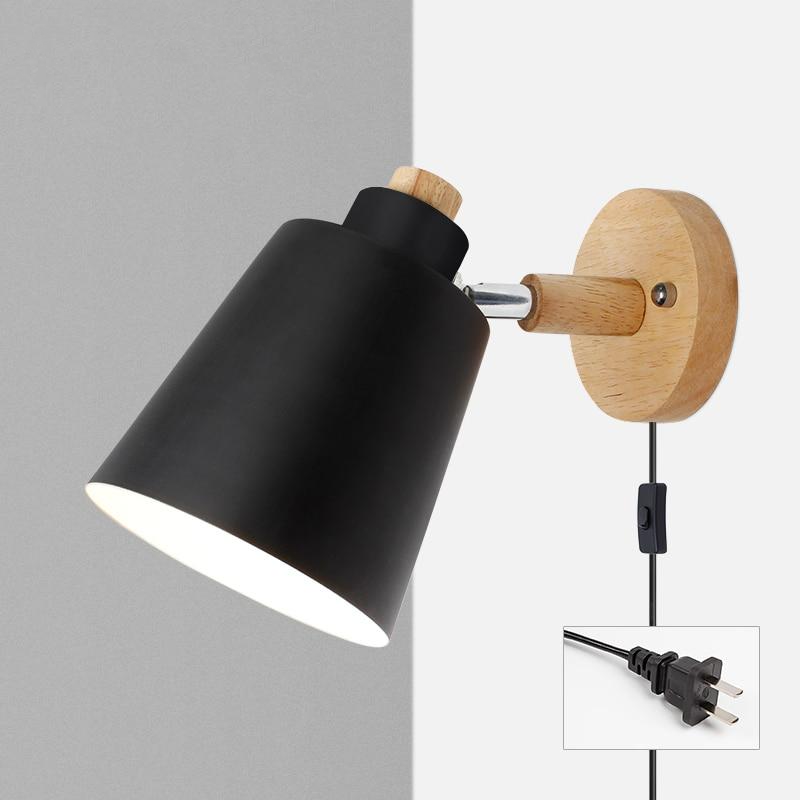 Wandlamp Hout Metaal Draaibaar E27 Leeslamp Slaapkamer Woonkamer Scandinavisch | Sansoti